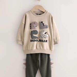 Next Beige Dino Roar Kids Sweatshirt Set